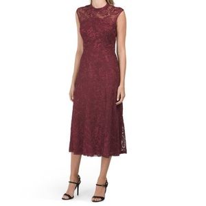 JS Collections Women’s Size 10 Angelica Lace Merlot Gown Dress